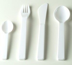Branded Promotional PLASTIC CUTLERY in White Cutlery Set From Concept Incentives.