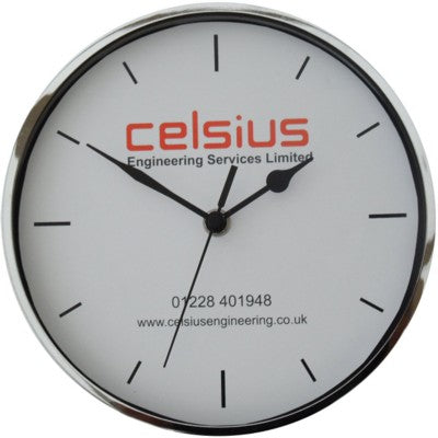 Branded Promotional METAL CHROME WALL CLOCK Clock From Concept Incentives.