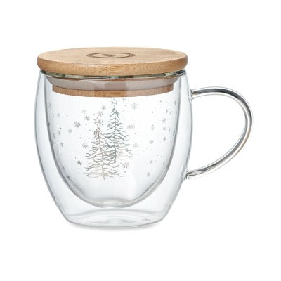 Branded Promotional DOUBLE WALL FESTIVE BOROSILICATE MUG from Concept Incentives
