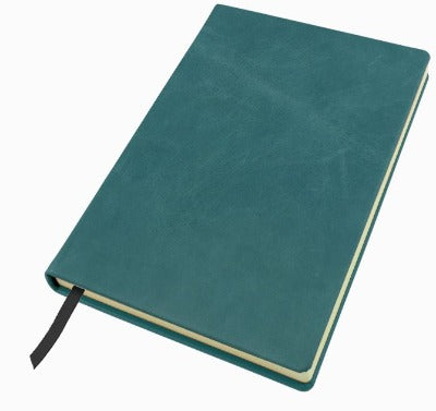 Branded Promotional POCKET CASEBOUND NOTE BOOK in Kensington Nappa Leather in Cyan Notebook from Concept Incentives