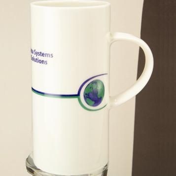 Branded Promotional CYLINDER BONE CHINA MUG in White Mug From Concept Incentives.