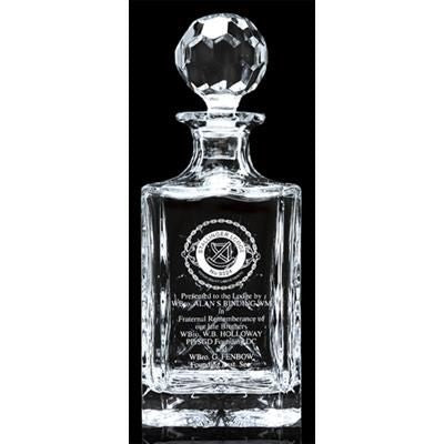 Branded Promotional CUT SQUARE CRYSTAL DECANTER with Panel for Engraving Decanter From Concept Incentives.