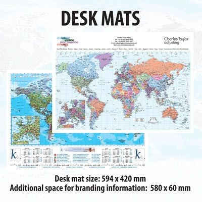 Branded Promotional A2 DESKMAT MAP Counter Mat From Concept Incentives.
