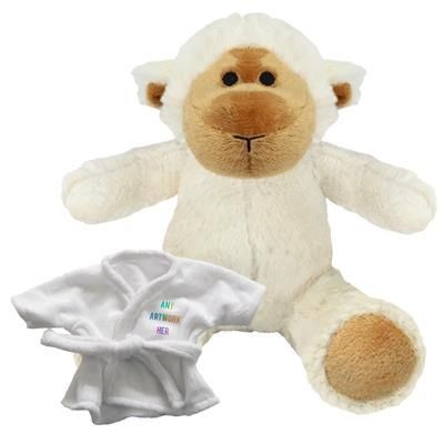 Branded Promotional PRINTED PROMOTIONAL SOFT TOY 20CM LUCY LAMB with Dressing Gown Soft Toy From Concept Incentives.