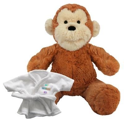 Branded Promotional PRINTED PROMOTIONAL SOFT TOY 20CM MAX MONKEY with Dressing Gown Soft Toy From Concept Incentives.