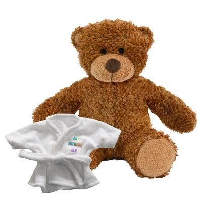 Branded Promotional PRINTED PROMOTIONAL SOFT TOY ANNE TEDDY BEAR with Dressing Gown Soft Toy From Concept Incentives.