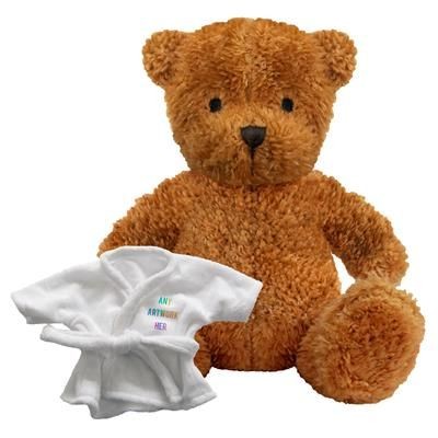 Branded Promotional PRINTED PROMOTIONAL SOFT TOY JAMES II TEDDY BEAR with Dressing Gown Soft Toy From Concept Incentives.