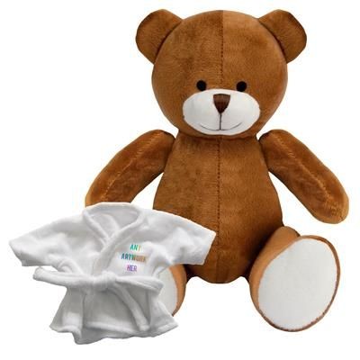 Branded Promotional PRINTED PROMOTIONAL SOFT TOY RICHARD TEDDY BEAR with Dressing Gown Soft Toy From Concept Incentives.