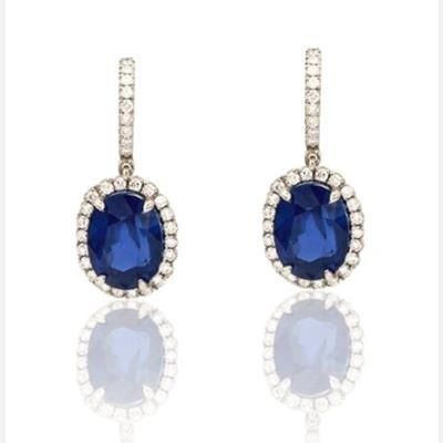 Branded Promotional MYSTIC LAB SAPPHIRE GEM AND SIMULATED DIAMOND DANGLER EARRINGS Jewellery From Concept Incentives.