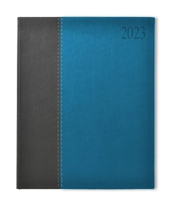 Branded Promotional NEWHIDE BICOLOUR QUARTO DESK DIARY in Cyan from Concept Incentives