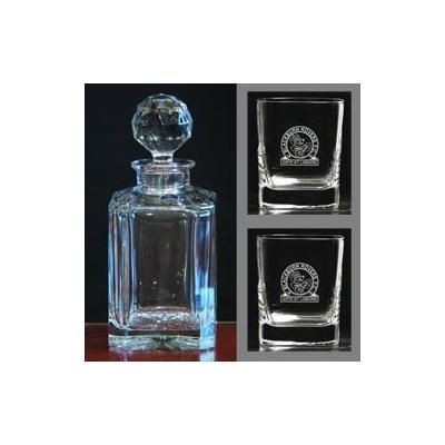 Branded Promotional CUT SQUARE CRYSTAL GLASS DECANTER & GLASS SET Decanter From Concept Incentives.