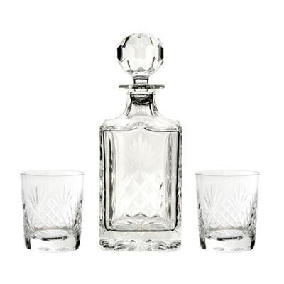 Branded Promotional CUT SQUARE CRYSTAL GLASS DECANTER & 2 TUMBLERS Decanter From Concept Incentives.