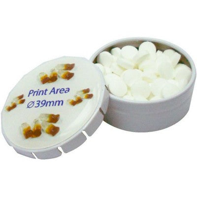 Branded Promotional DOME LENS CLIC CLAC TIN Sweets From Concept Incentives.