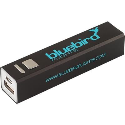 Branded Promotional FUSION POWER BANK in Black Charger From Concept Incentives.