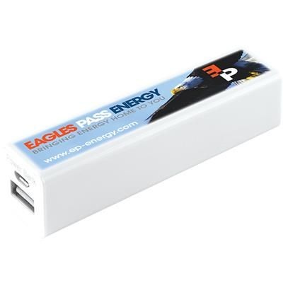 Branded Promotional PULSAR POWER BANK in White Charger From Concept Incentives.