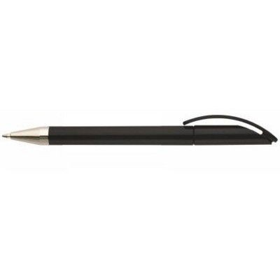 Branded Promotional PRODIR TWIST ACTION BALL PEN in Black Polished Finish with Silver Chrome Metal Nose Cone Pen From Concept Incentives.