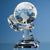 Branded Promotional 10CM OPTICAL GLASS GLOBE MOUNTED ON HAND AWARD Globe From Concept Incentives.