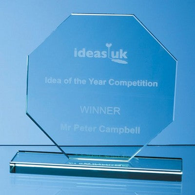 Branded Promotional 15CM JADE GLASS OCTAGON AWARD Award From Concept Incentives.