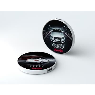 Branded Promotional POWERBANK DYSK in White Charger From Concept Incentives.