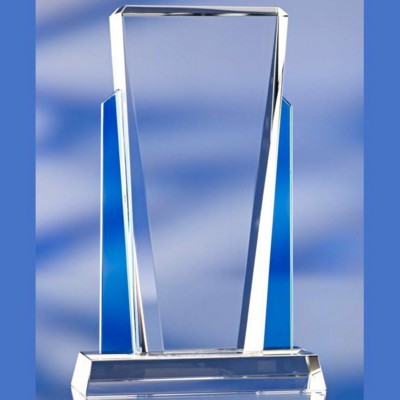 Branded Promotional BLUE SIDES GLASS AWARD TROPHY Award From Concept Incentives.