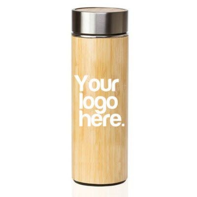 Branded Promotional E-TREND BAMBOO FLASK Travel Mug From Concept Incentives.