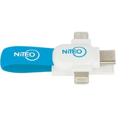 Branded Promotional MAGNETIC CROSS USB CABLE KEYRING - 3-IN-1 Cable From Concept Incentives.