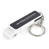 Branded Promotional TARANTO 3-IN-1 LIGHTWEIGHT KEYRING in White with Black Trim Bottle Opener From Concept Incentives.