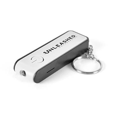 Branded Promotional BEXTON 2-IN-1 KEYRING in White Torch From Concept Incentives.