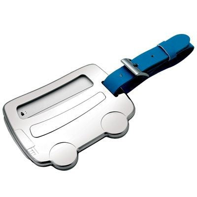 Branded Promotional METAL BUS LUGGAGE TAG in Silver Luggage Tag From Concept Incentives.