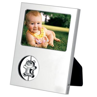 Branded Promotional METAL PHOTO FRAME in Silver with Teddy Bear Photo Frame From Concept Incentives.