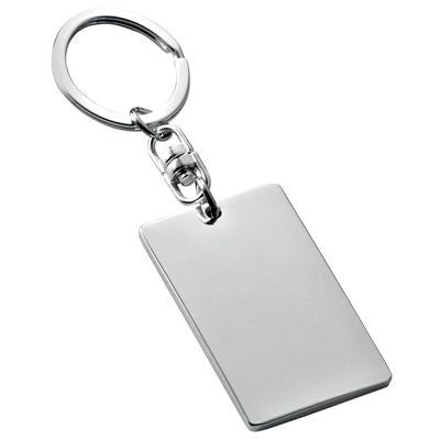 Branded Promotional RECTANGULAR METAL KEYRING in Silver Keyring From Concept Incentives.