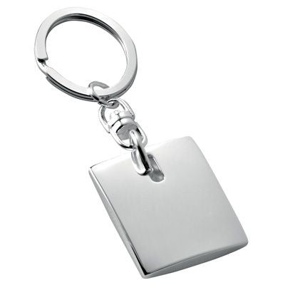 Branded Promotional SQUARE METAL KEYRING in Silver Keyring From Concept Incentives.