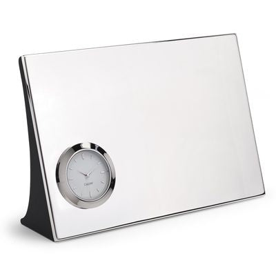 Branded Promotional ENGRAVERS METAL DESK CLOCK in Silver Clock From Concept Incentives.