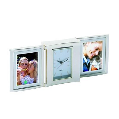 Branded Promotional LIBRA METAL DESK CLOCK & PHOTO FRAME in Silver Clock From Concept Incentives.