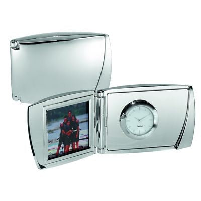 Branded Promotional SHELL METAL DESK CLOCK & PHOTO FRAME Clock From Concept Incentives.