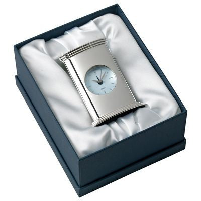 Branded Promotional EMPIRE METAL DESK ALARM CLOCK in Silver Clock From Concept Incentives.