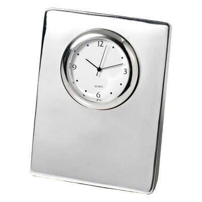 Branded Promotional CAPRI METAL DESK CLOCK in Silver Clock From Concept Incentives.