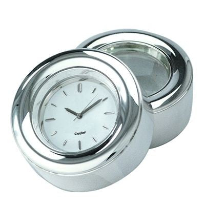 Branded Promotional DUO METAL DESK CLOCK with Magnifier in Silver Clock From Concept Incentives.