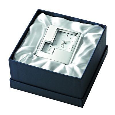 Branded Promotional SPACE DOUBLE TIME METAL DESK ALARM CLOCK in Silver Clock From Concept Incentives.