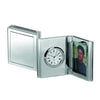 Branded Promotional MEMORIES METAL DESK CLOCK & PHOTO FRAME in Silver Clock From Concept Incentives.