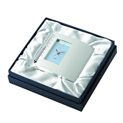 Branded Promotional IBIZA DESK ALARM CLOCK with Thermometer in Silver Clock From Concept Incentives.