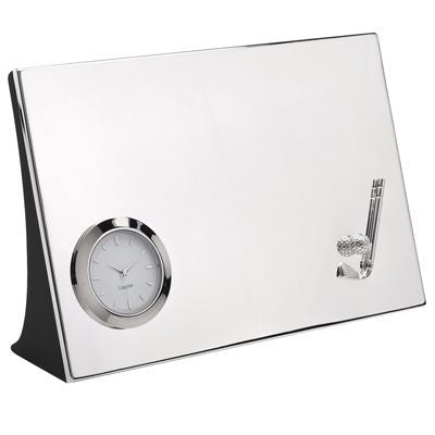 Branded Promotional GOLF METAL DESK CLOCK in Silver Clock From Concept Incentives.