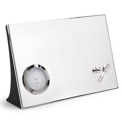 Branded Promotional TENNIS METAL DESK CLOCK in Silver Clock From Concept Incentives.