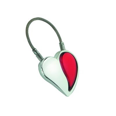 Branded Promotional RED HEART METAL KEYRING in Silver & Red Keyring From Concept Incentives.