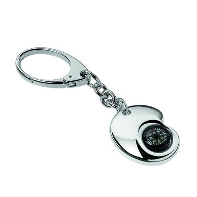 Branded Promotional DROP METAL KEYRING COMPASS in Silver Compass From Concept Incentives.