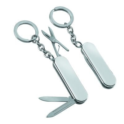 Branded Promotional POCKET KNIFE KEYRING in Silver Knife From Concept Incentives.