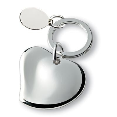 Branded Promotional HEART with PLATE METAL KEYRING in Silver Keyring From Concept Incentives.