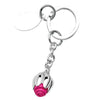 Branded Promotional PINK METAL TULIP KEYRING in Silver Keyring From Concept Incentives.