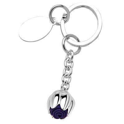 Branded Promotional PURPLE METAL TULIP KEYRING in Silver Keyring From Concept Incentives.