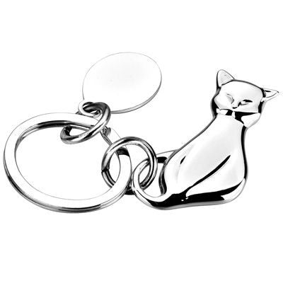 Branded Promotional METAL CAT KEYRING in Silver Keyring From Concept Incentives.